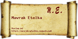 Mavrak Etelka névjegykártya